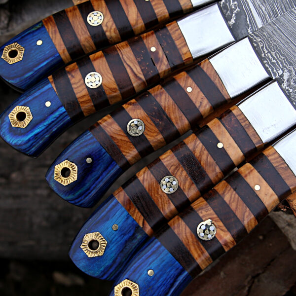 Custom Handmade Damascus Chef set, Damascus Full tang knife set, gift for him, gift for husband, BBQ knife set, Camping gift, USA knives - Image 3